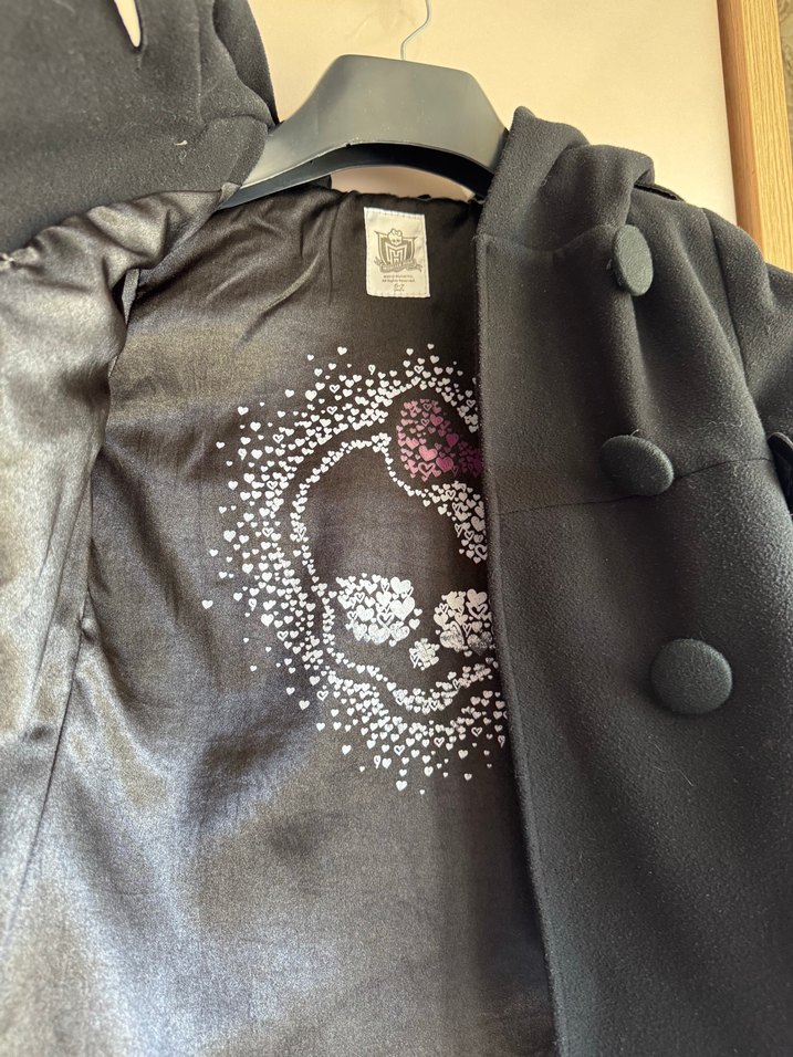 Kız Çocuk Siyah Düğmeli Kaban - Görsel 2