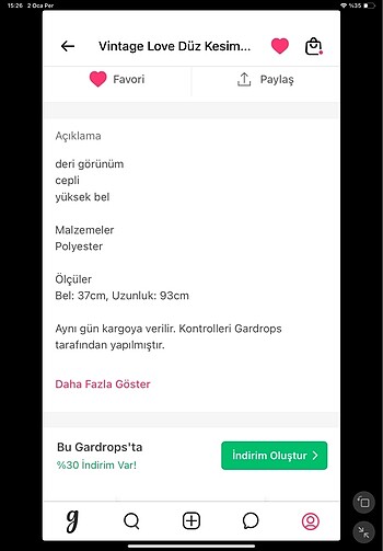 l Beden kahverengi Renk Deri görünümlü pantolon