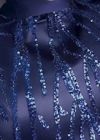 50 Beden lacivert Renk Lacivert Uzun Kollu Gotik Abiye Elbise