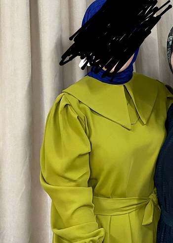 Diğer Yüksek Yakalı Haki Uzun Kadın Elbise