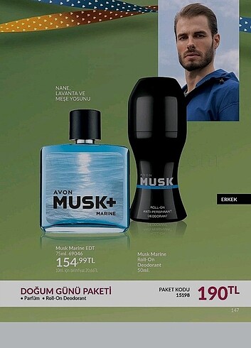 avon musk marine parfüm ve rollon 