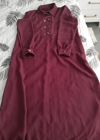Trendyol & Milla Bordo Uzun Kollu Düğmeli Kadın uzun Tunik