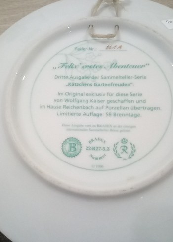 Çiçekli Kedi Desenli Dekoratif Tabak - Görsel 2