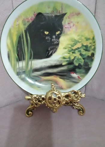 Siyah Kedi Figürlü Dekoratif Tabak