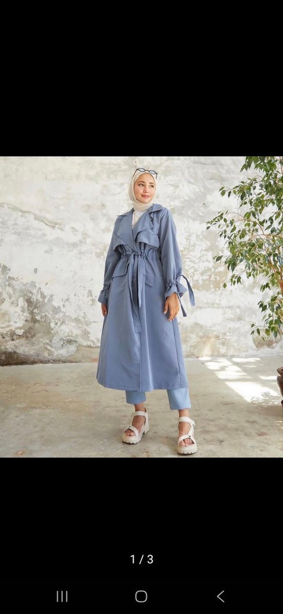 İndigo mavi Trençkot - Görsel 2