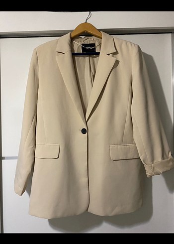 Pull&bear Bej Düğmeli Kadın Blazer Ceket