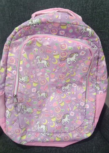 Pembe Unicorn Desenli Pastel Çocuk Sırt Çantası
