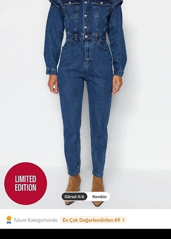 Kadın Denim Uzun Tulum - Görsel 2