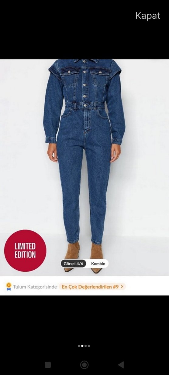 Kadın Denim Uzun Tulum - Görsel 2