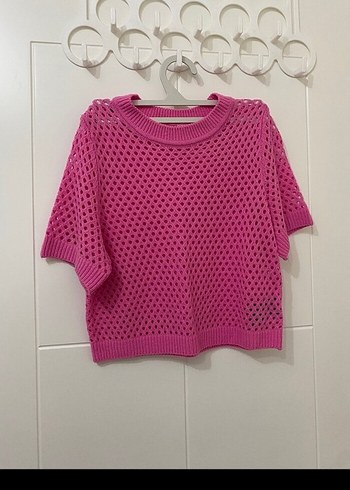 H&M pembe kısa kollu kazak - Görsel 2