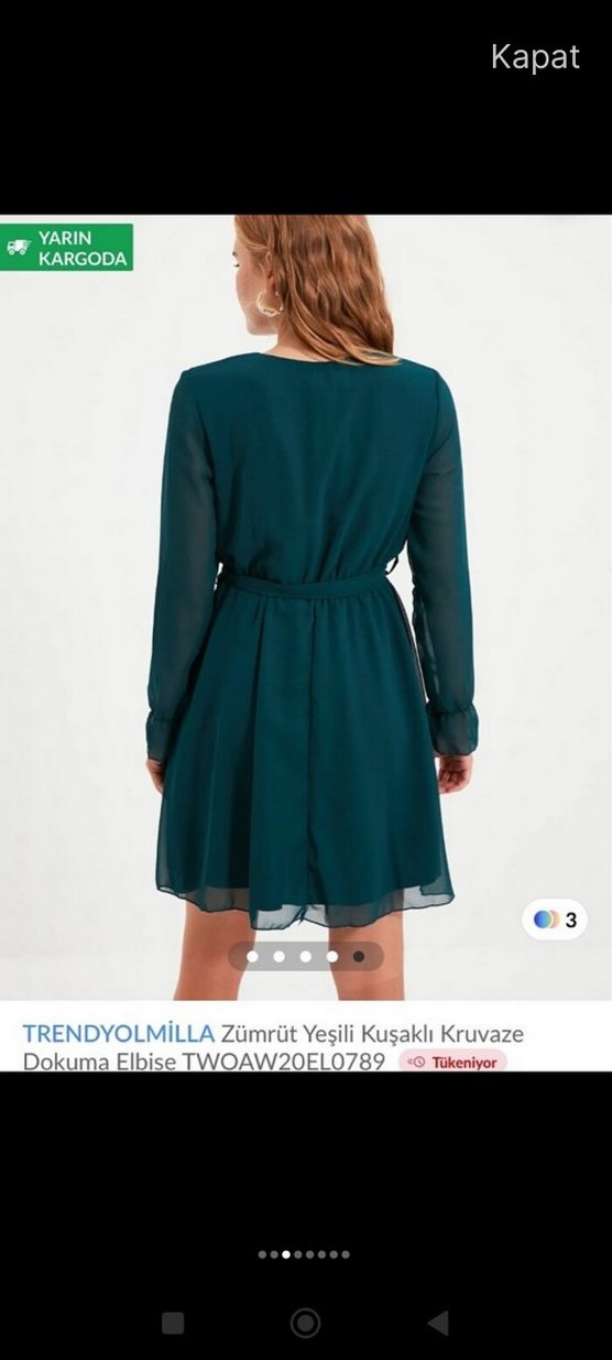 TrendyolMilla Kuşaklı Kruvaze Mini Elbise - Görsel 3