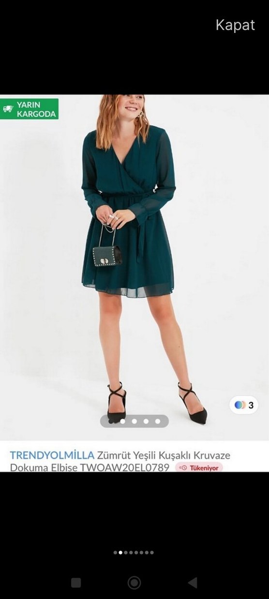 TrendyolMilla Kuşaklı Kruvaze Mini Elbise - Görsel 2