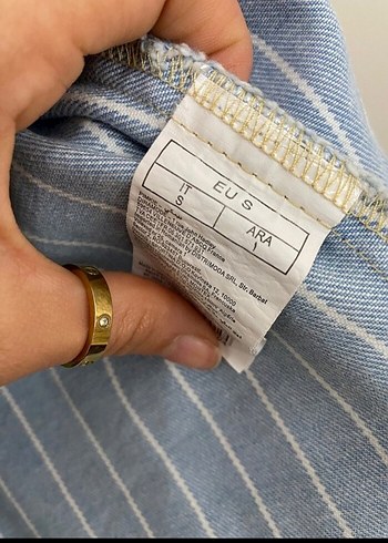 s Beden mavi Renk Çizgili Mavi Kadın Denim Ceket