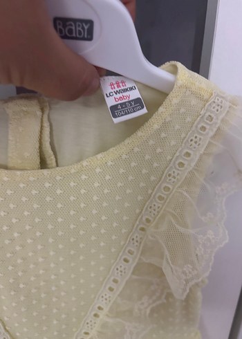 4 Yaş Beden sarı Renk Sarı Kız Çocuk Fırfırlı Elbise