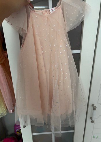 Pembe Drapeli Kolsuz Kız Elbisesi