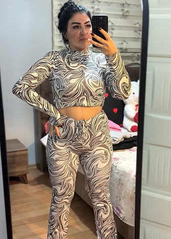 Kadın Zebra Desenli Uzun Kollu Eşofman Takımı - Görsel 3