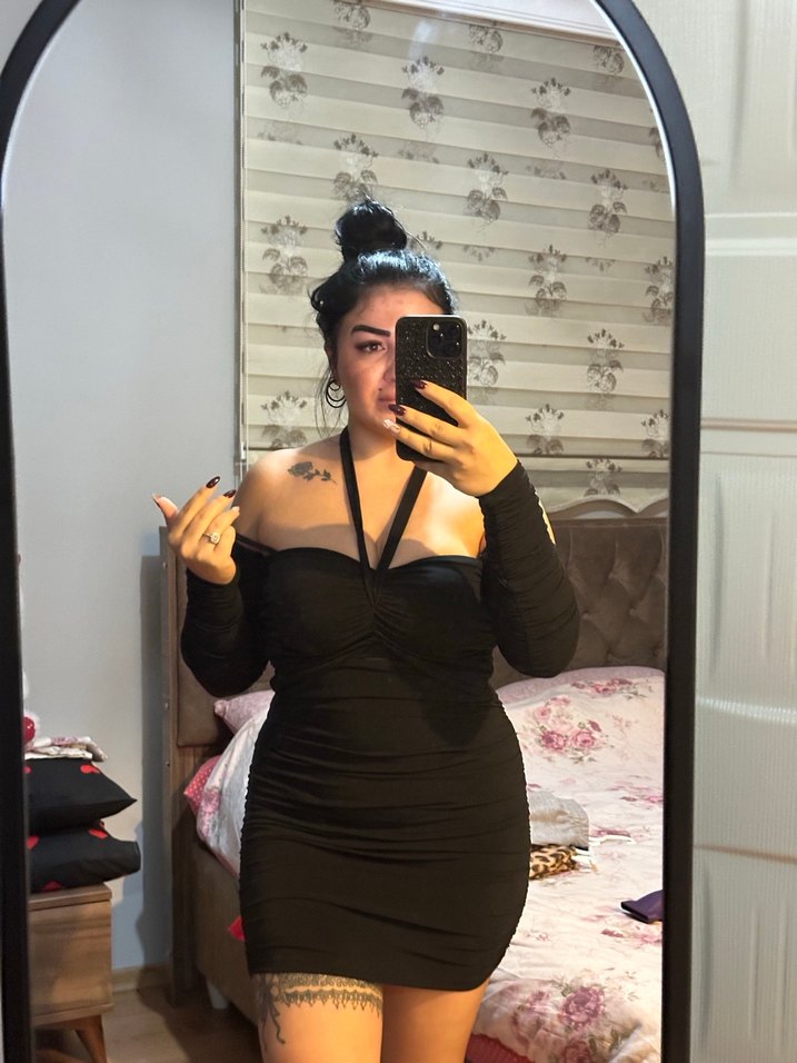 Siyah Straplez Gotik Midi Elbise - Görsel 3