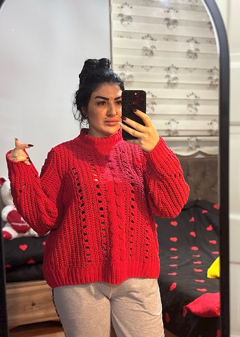 Sarı Örgü Salaş Kadın Kazak - Görsel 2