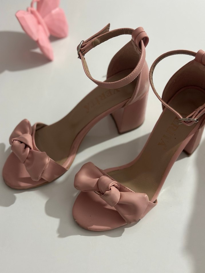 Pudra Pembe Tokalı Topuklu Kadın Ayakkabı - Görsel 2
