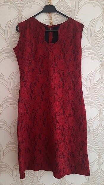Bordo rengi dantelli elbise