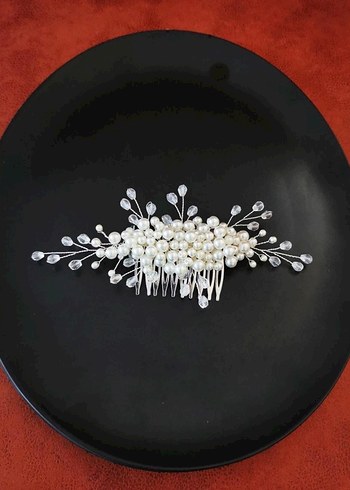 Beyaz Boncuklu Kadın Saç Aksesuarı - Görsel 2