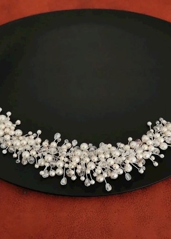 İnci Boncuklu Beyaz Bohem Saç Aksesuarı - Görsel 3