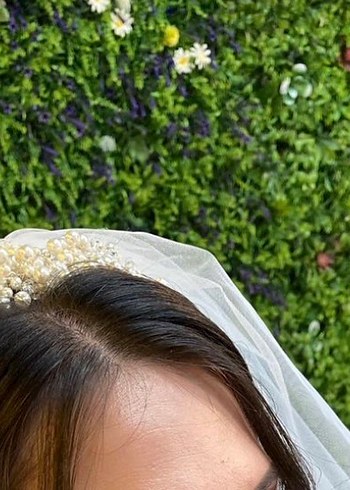 İnci Boncuklu Beyaz Bohem Saç Aksesuarı - Görsel 2