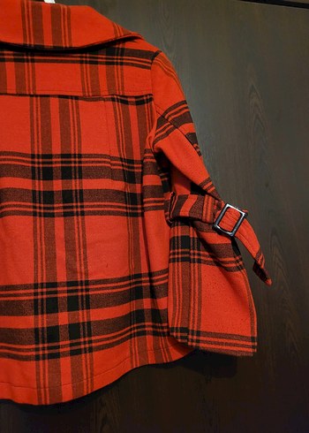 Düğmeli Kırmızı Mini Kadın Ceket - Görsel 7