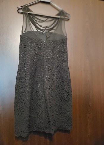 Siyah Dantelli Straplez midi Abiye Elbise - Görsel 6