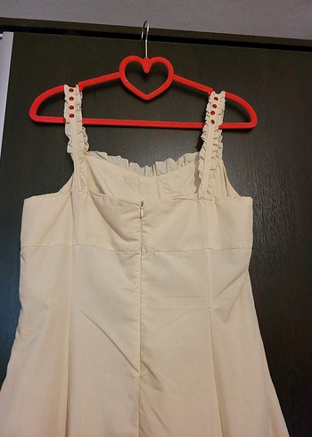 Nakışlı, Fırfırlı Bej Bohem Uzun Elbise - Görsel 6