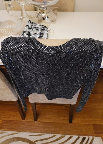 Siyah Payetli Uzun Kollu Bluz - Görsel 3