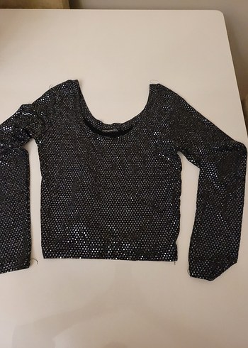 Siyah Payetli Uzun Kollu Bluz - Görsel 4