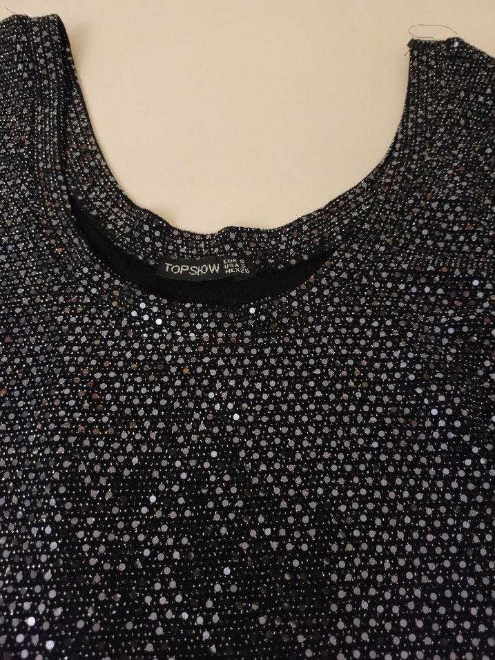 Siyah Payetli Uzun Kollu Bluz - Görsel 2