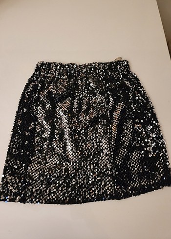 Parlak Siyah pul payet mini Etek - Görsel 2