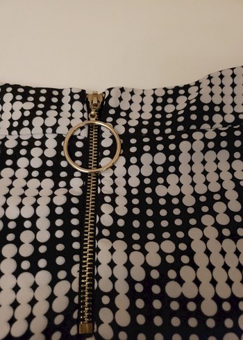 Fermuarlı Siyah Beyaz Mini Etek - Görsel 2