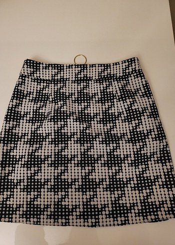 Fermuarlı Siyah Beyaz Mini Etek - Görsel 4