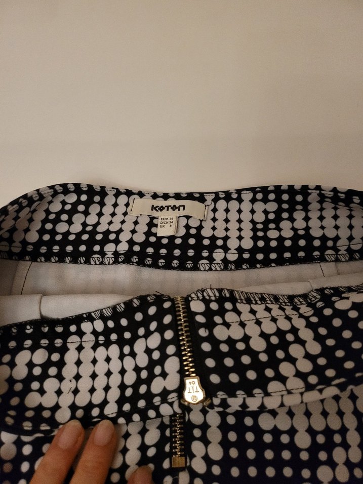 Fermuarlı Siyah Beyaz Mini Etek - Görsel 3