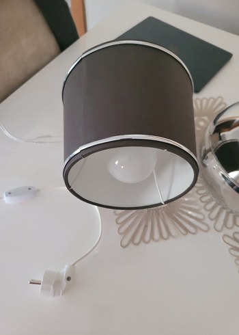 Gri Metal Masa Lambası (Abajur) - Görsel 3