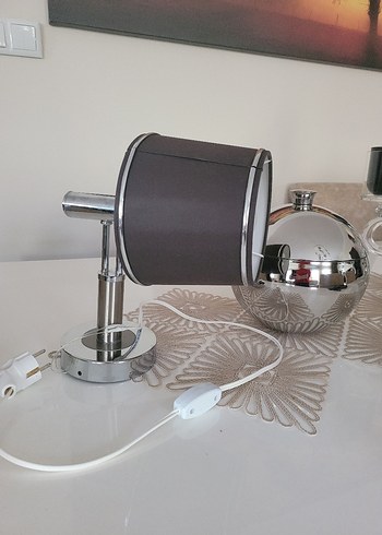 Gri Metal Masa Lambası (Abajur) - Görsel 2