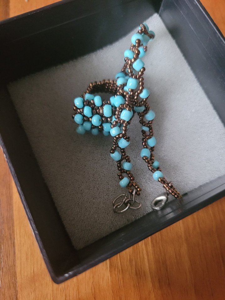 Turkuaz Boncuklu Kısa Bohem Kadın bileklik ve yüzük - Görsel 2