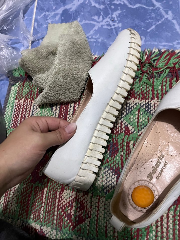 Düğmeli Beyaz Dolgu Topuk Kadın Espadril - Görsel 5