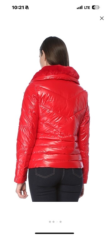 l Beden kırmızı Renk Kırmızı slim fit puff mont