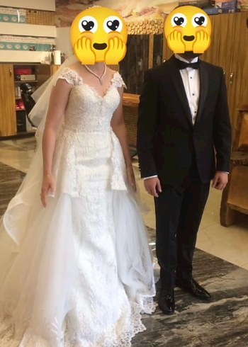 Dantel Detaylı Balık Ek Etekli Gelinlik - Görsel 2