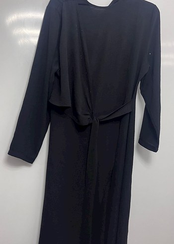 Siyah Drapeli Uzun Kadın Elbise - Görsel 2