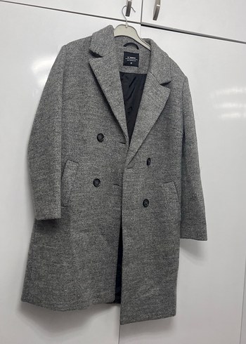 Gri Düğmeli Kadın Kaban - Görsel 2