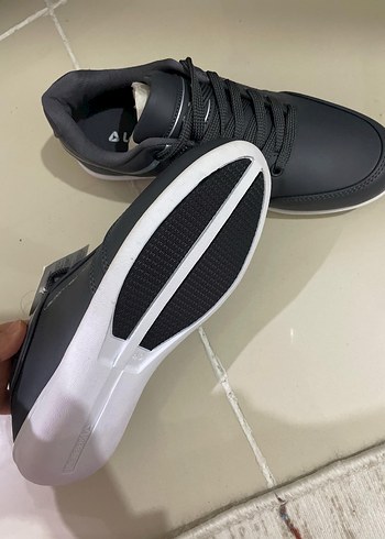 Siyah Gri Erkek Spor Ayakkabı Velcro - Görsel 3