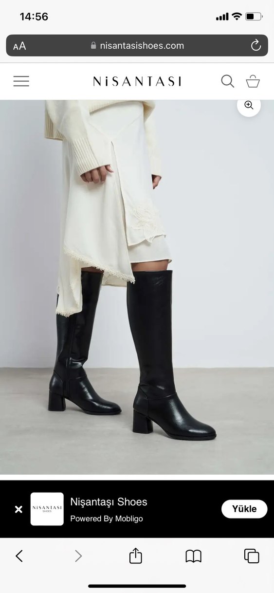 Siyah Deri Tokalı Dizüstü Kadın Bot (nişantaşı shoes) - Görsel 2