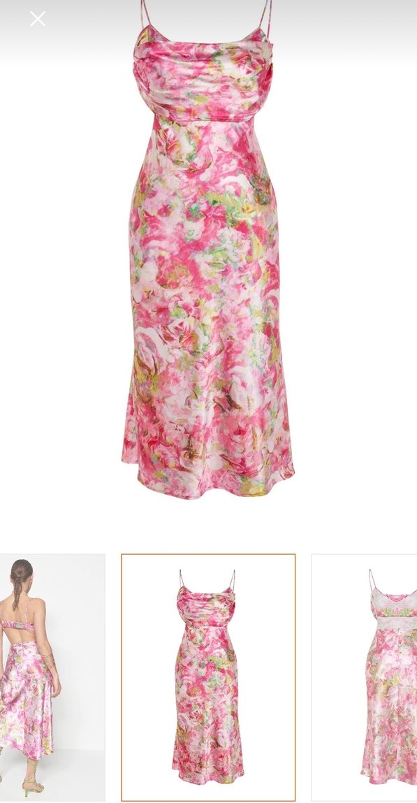 Pembe İpek Görünümlü Askılı Uzun Elbise - Görsel 3