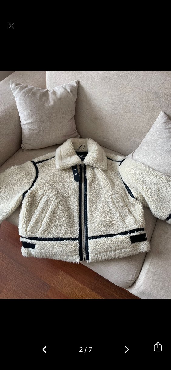 Kürklü Beyaz Uzun Kadın Ceket - Görsel 2