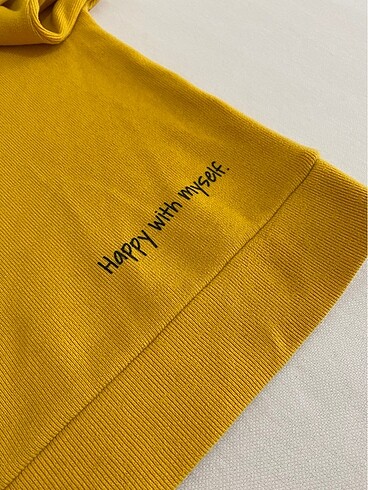 xl Beden Yazı detaylı hardal sarısı renkte sweatshirt